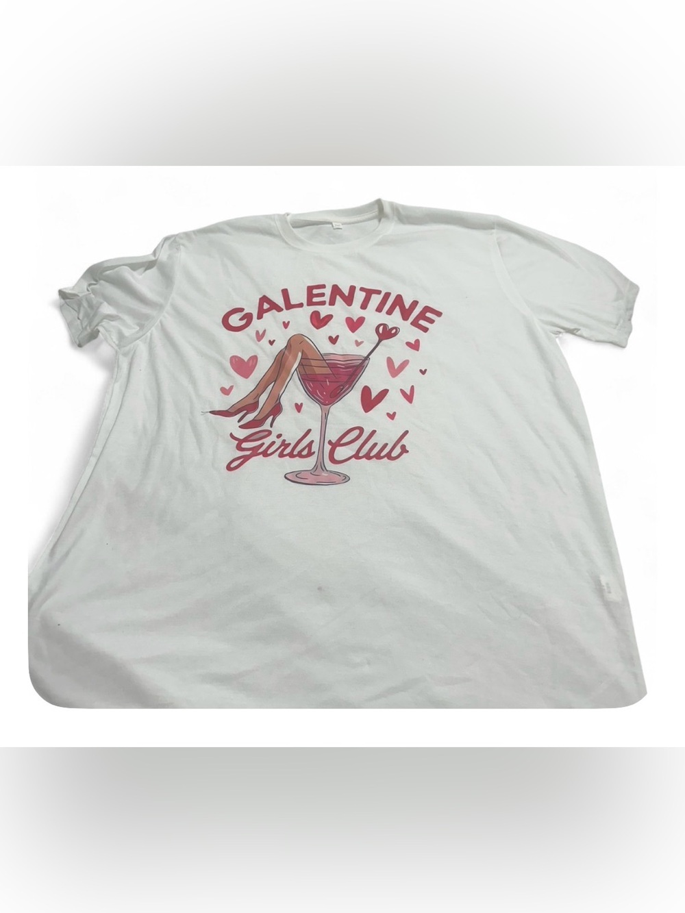 Galentine Girls Club Graphic Tee - White with Pink Print